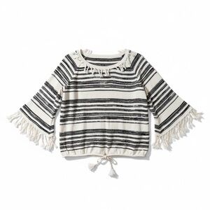 Chaser Black & Ivory Striped Knit Top Size M Soft Lightweight Pullover